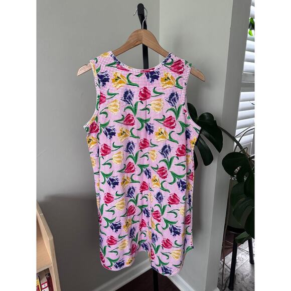 Floral Gingham Pink Sleeveless Nightgown - Picture 4 of 4